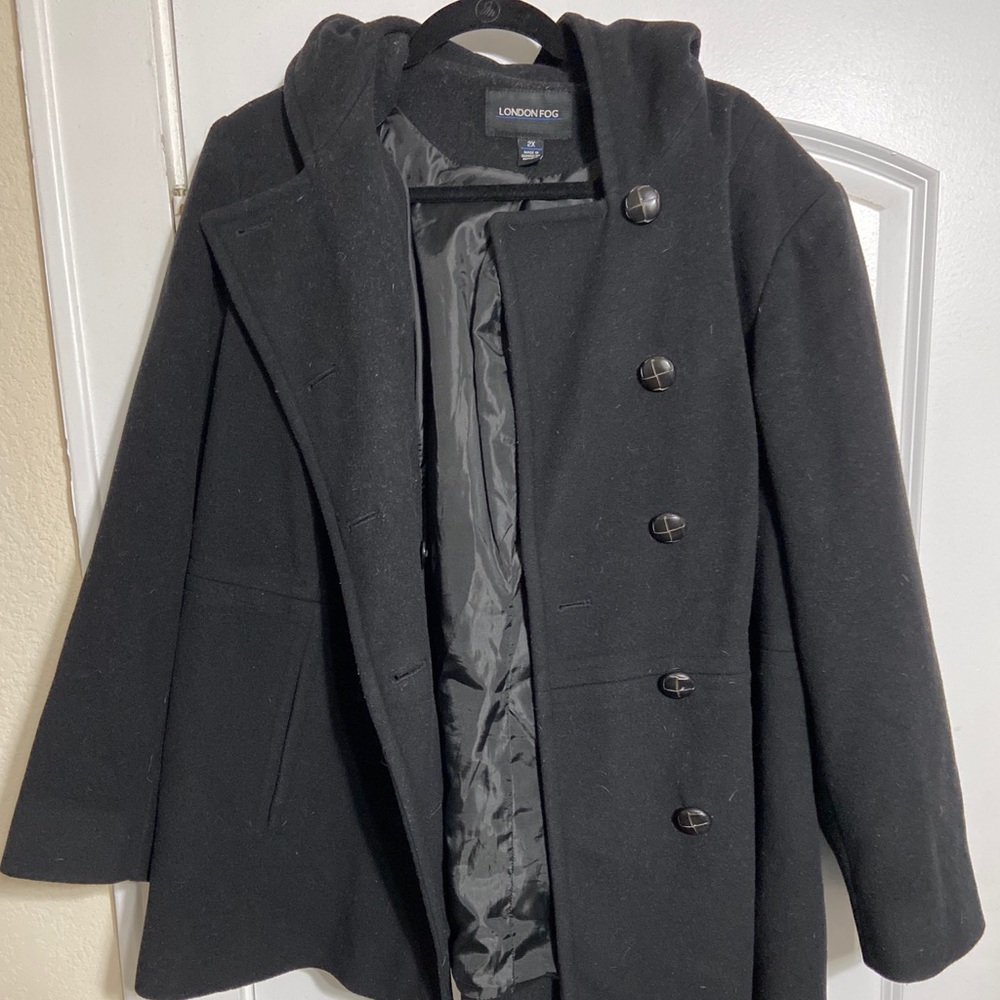 London Fog Double Breasted Pea Coat w/Hood size 2x